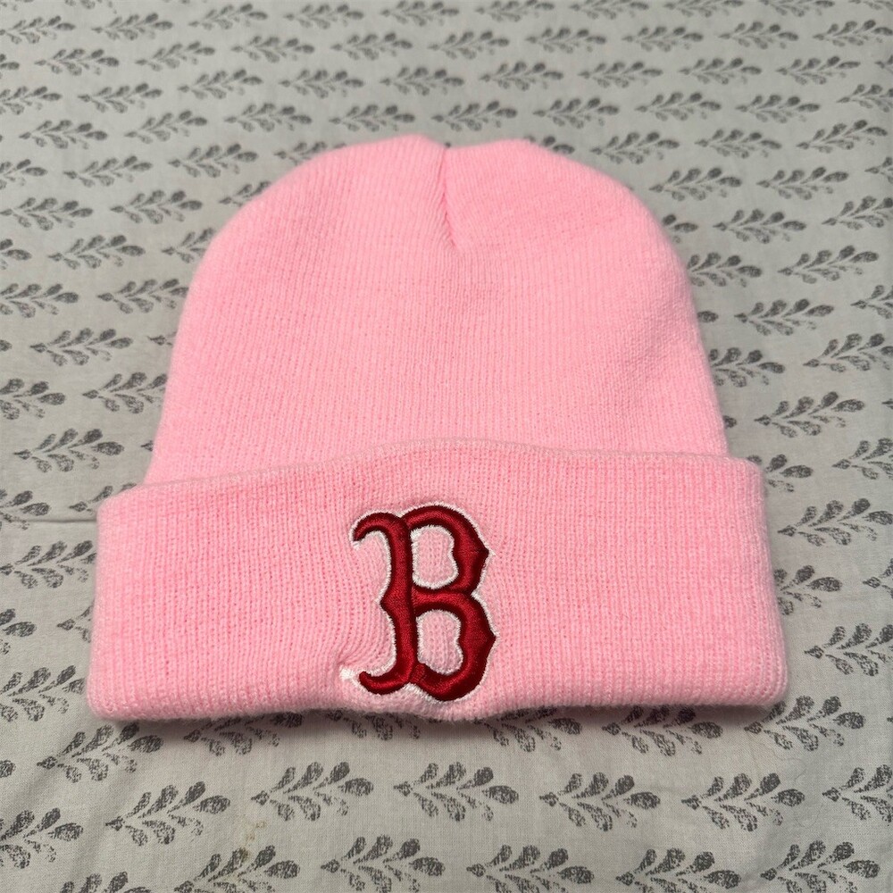 New Era Boston Red Sox Beanie Unisex One Size Pink Knit Cuffed Hat MLB